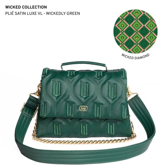 Wicked x Lug Plié Satin Luxe VL Crossbody Bag - Wickedly Green - Picture 1 of 10